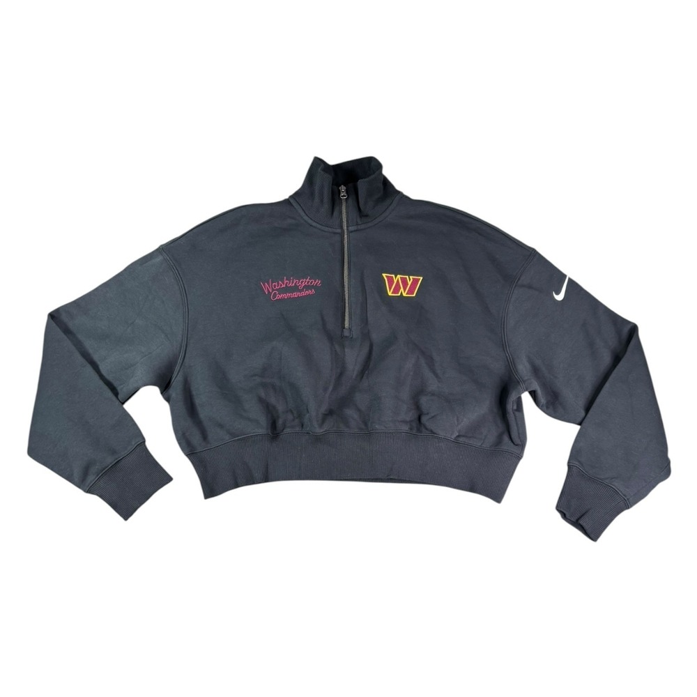Nike Washington Commanders Cropped Quarter Zip Sweatshirt Black Womens Medium